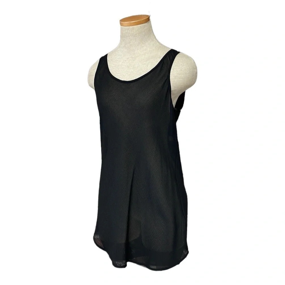 The Fisher Project Tank Top Black Scoop Neck Semi Sheer Silk Size Small